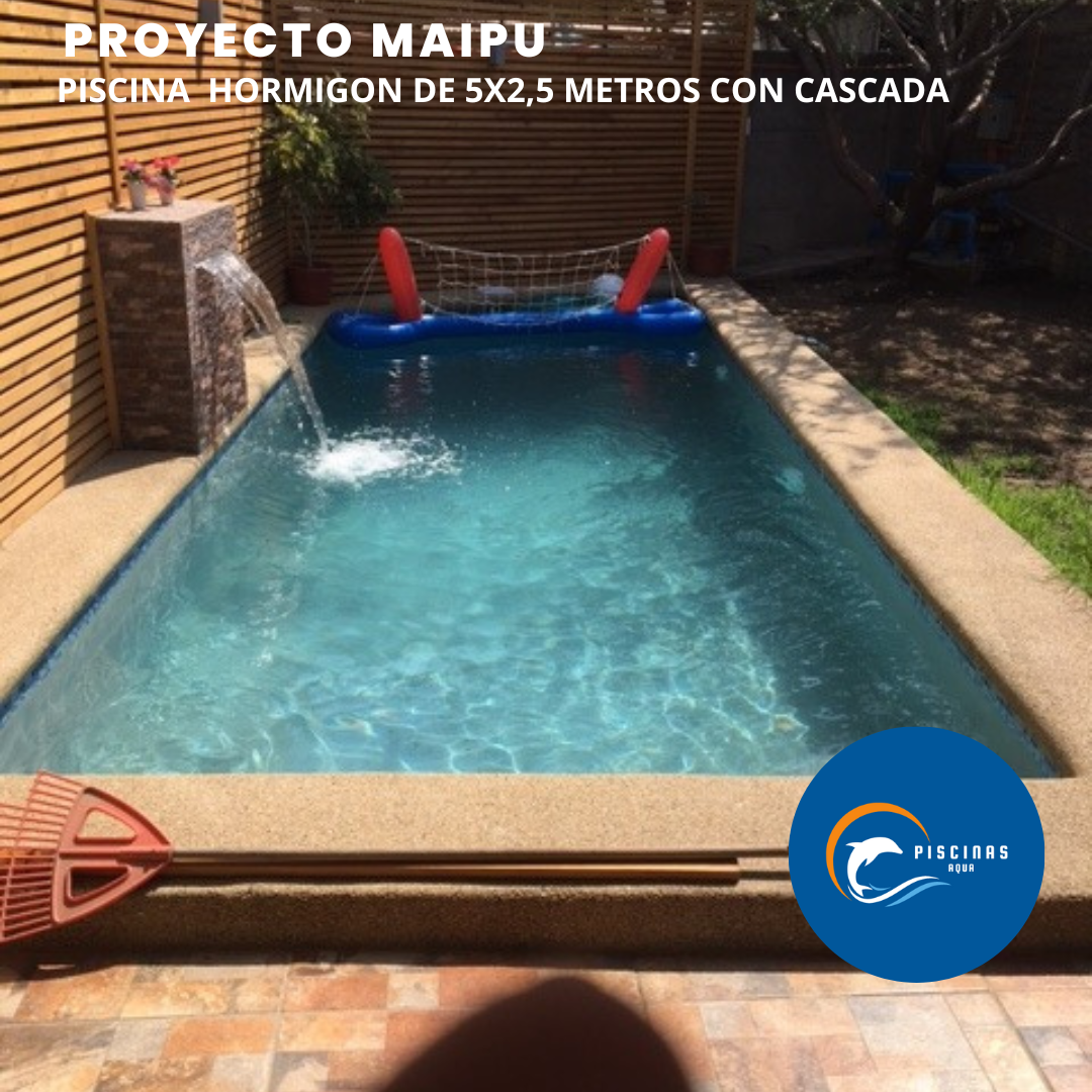 Piscina de hormigón de 5x2,5  metros, comuna de Maipú