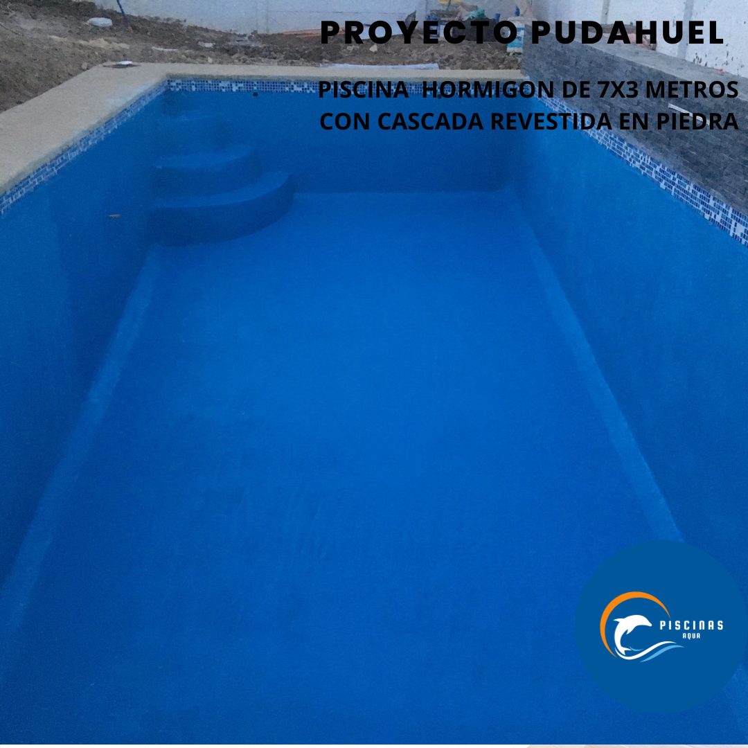 Piscina de hormigón de 7x3 metros, en Lomas de lo Aguirre, Pudahuel