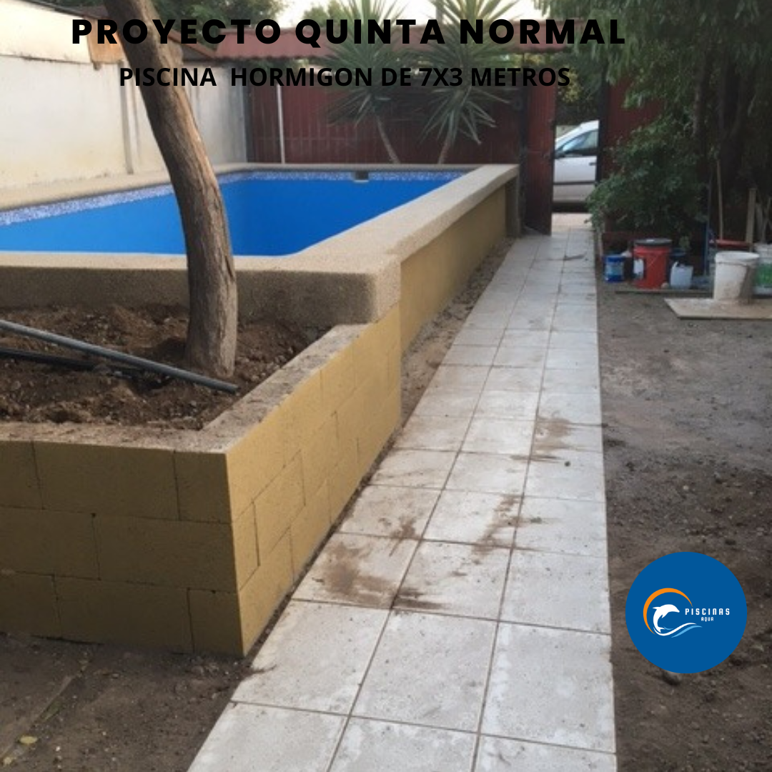 Piscina de hormigón de 7x3 metros, en comuna de Quinta Normal