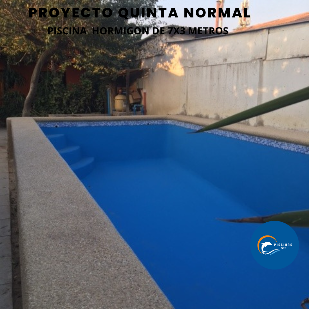 Piscina de hormigón de 7x3 metros, en comuna de Quinta Normal