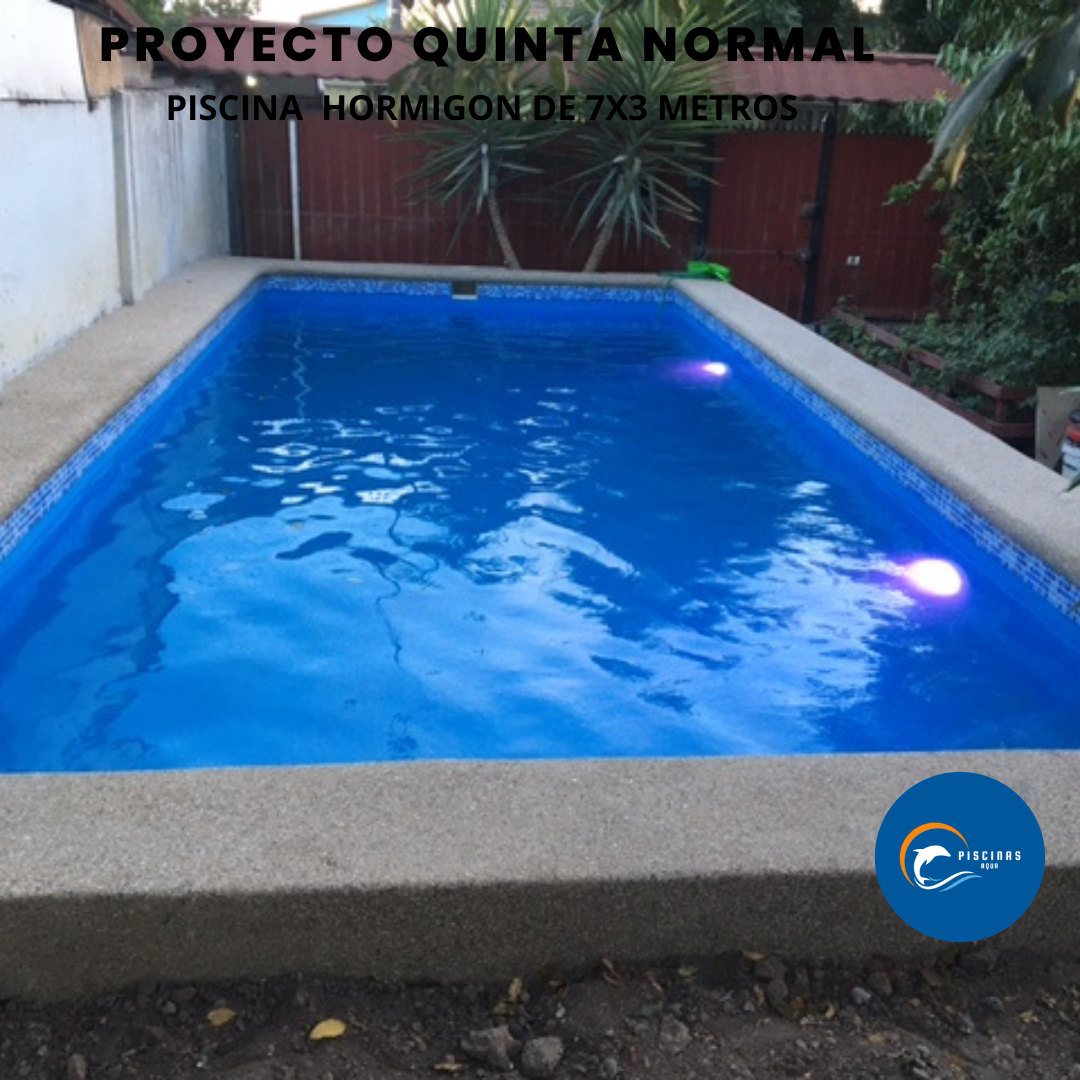 Piscina de hormigón de 7x3 metros, en comuna de Quinta Normal